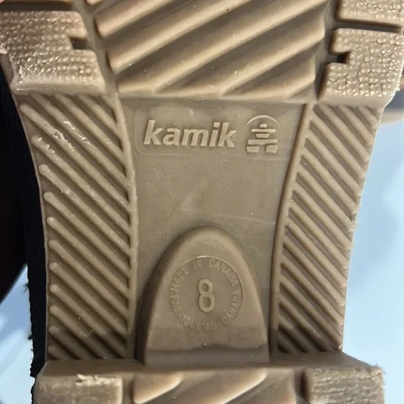 Kamik Evelyn Winter Boot Dark Brown Duck Boot Leather Upper Rubber Sole Wms 8 - Picture 8 of 11